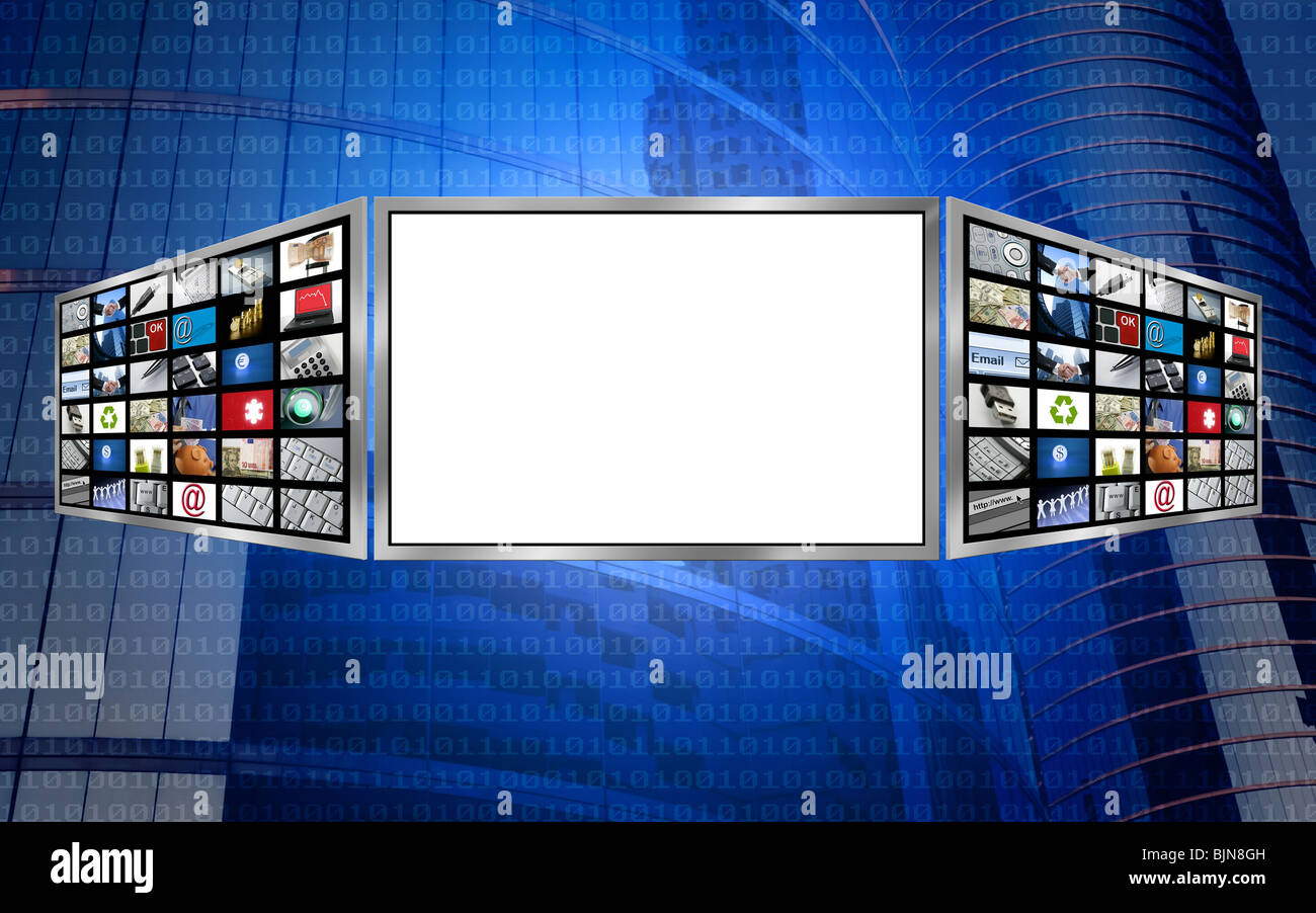 Global 3d screen multimedia monitor tech Stock Photo Alamy