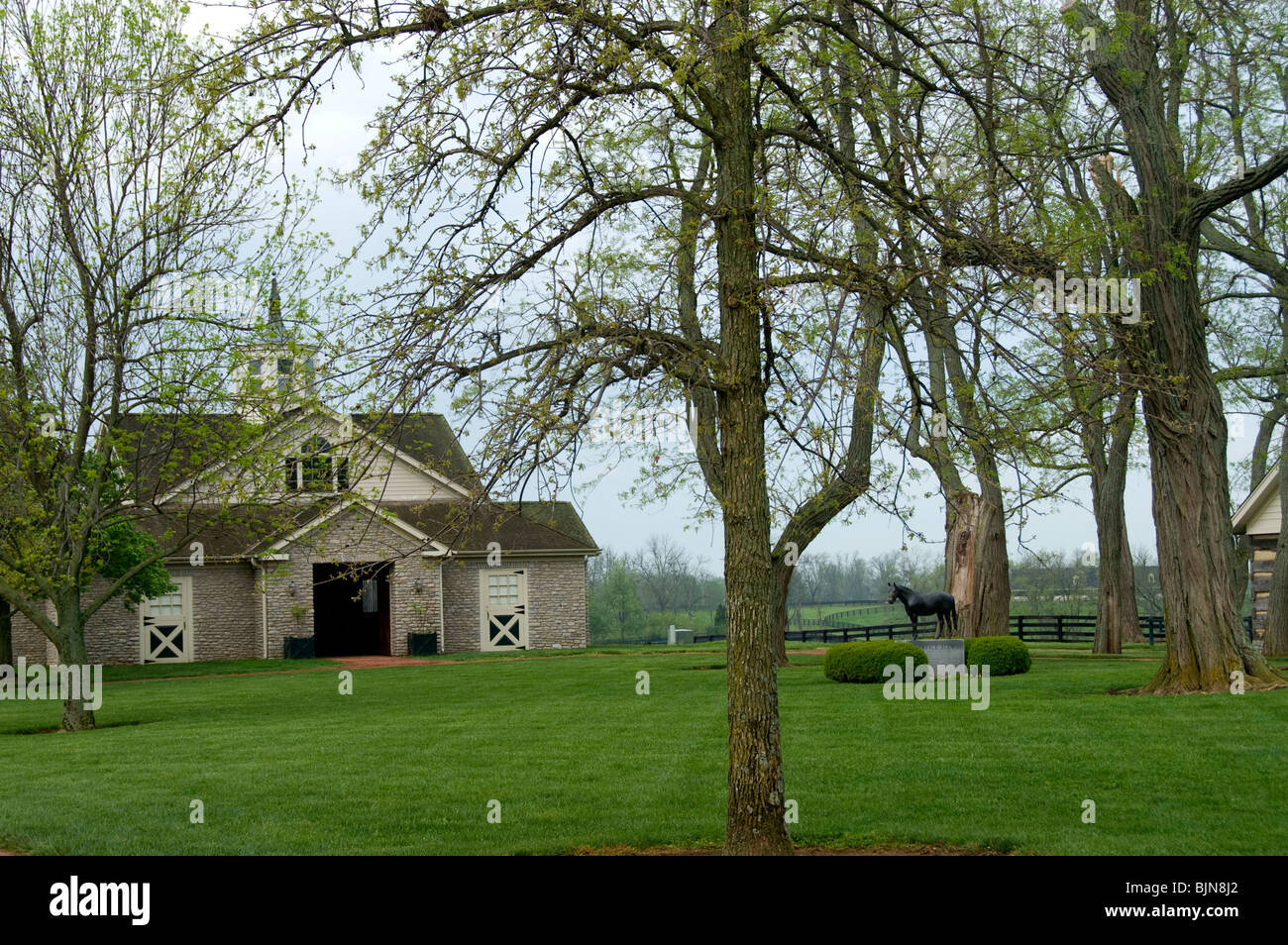 A stallion barn at Three Chimneys, Midway, Kentucky Stock Photo Alamy