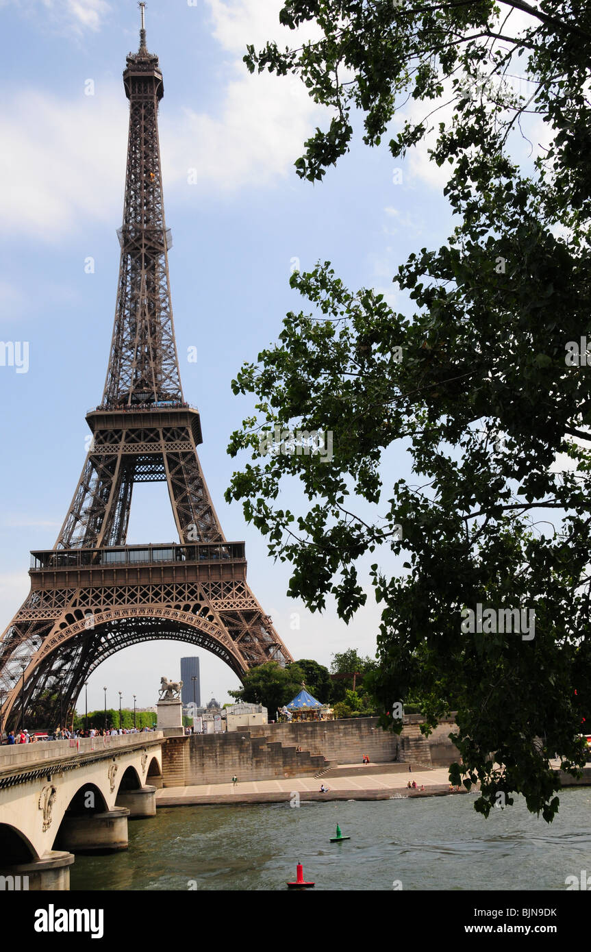 The Eiffel Tower as seen from the other side of the Seine bridge Stock  Photo - Alamy