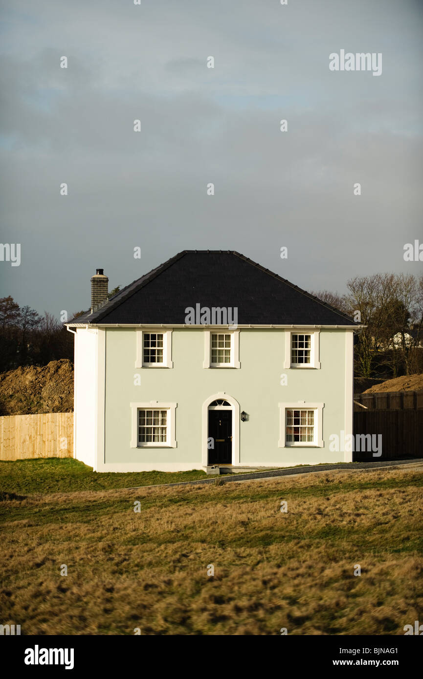 Newly built executive style detached house on the outskirts of Llanon village, Ceredigion west Wales UK Stock Photo