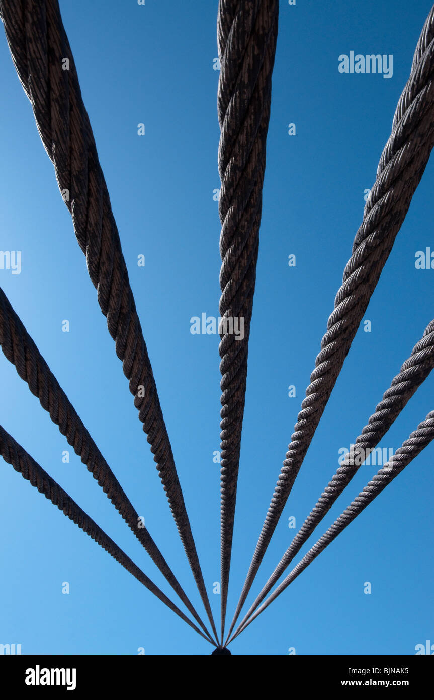 Suspension bridge steel cables at the Little Colorado River Bridge