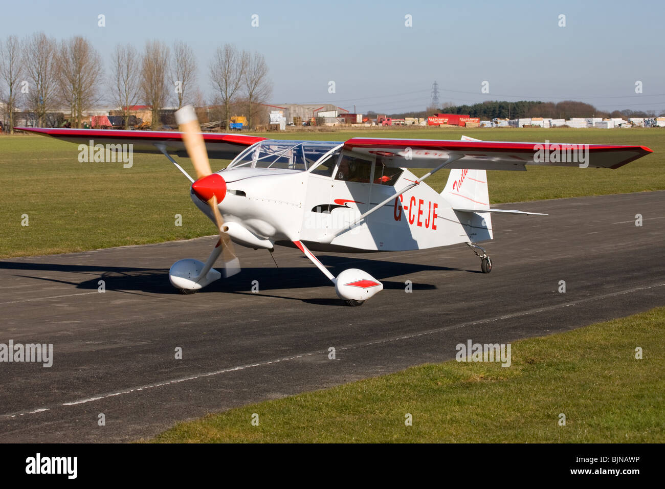 Wittman W10 Tailwind G-CEJE taxiing at Breighton Airfield Stock Photo
