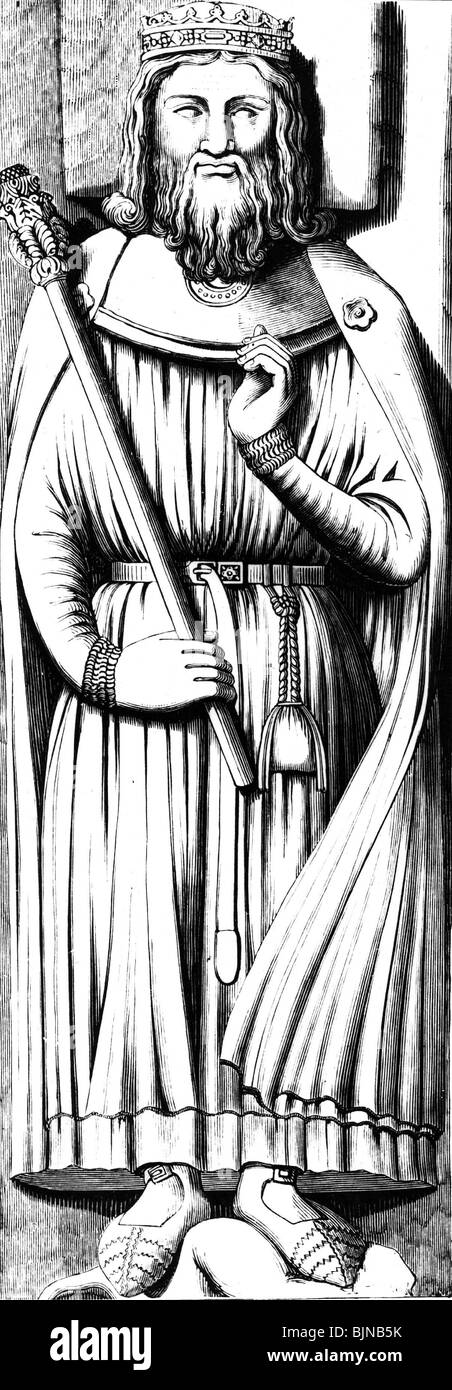 Clovis I, circa 466 - 27.11.511, King of the Franks 482 - 511, full length, sculpture on his tomb, Sainte Genevieve Abbey, Paris, wood engraving, 19th century, , Stock Photo