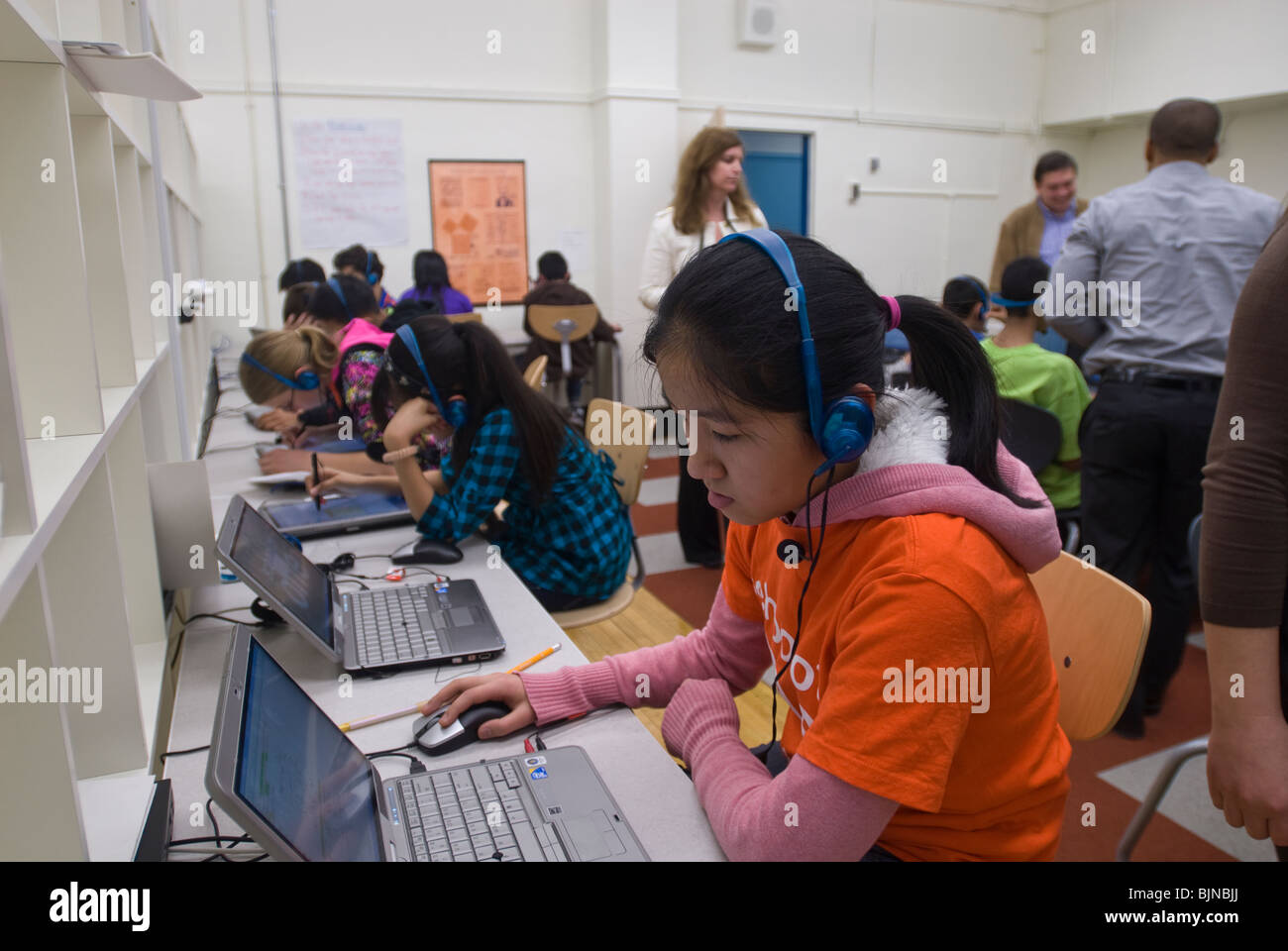 Technology driven after-school math program in Brooklyn in New York Stock Photo