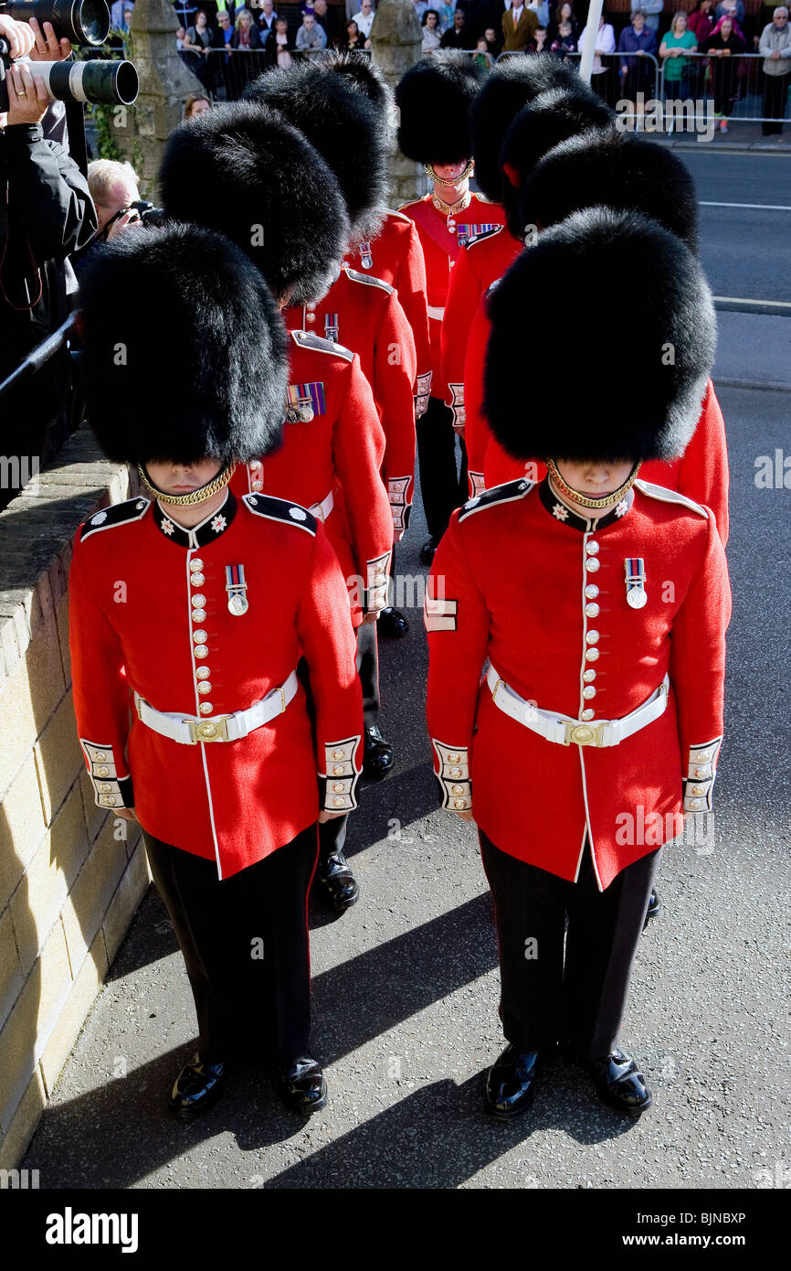 British Guards at a military funeral in Surrey. Stock Photo