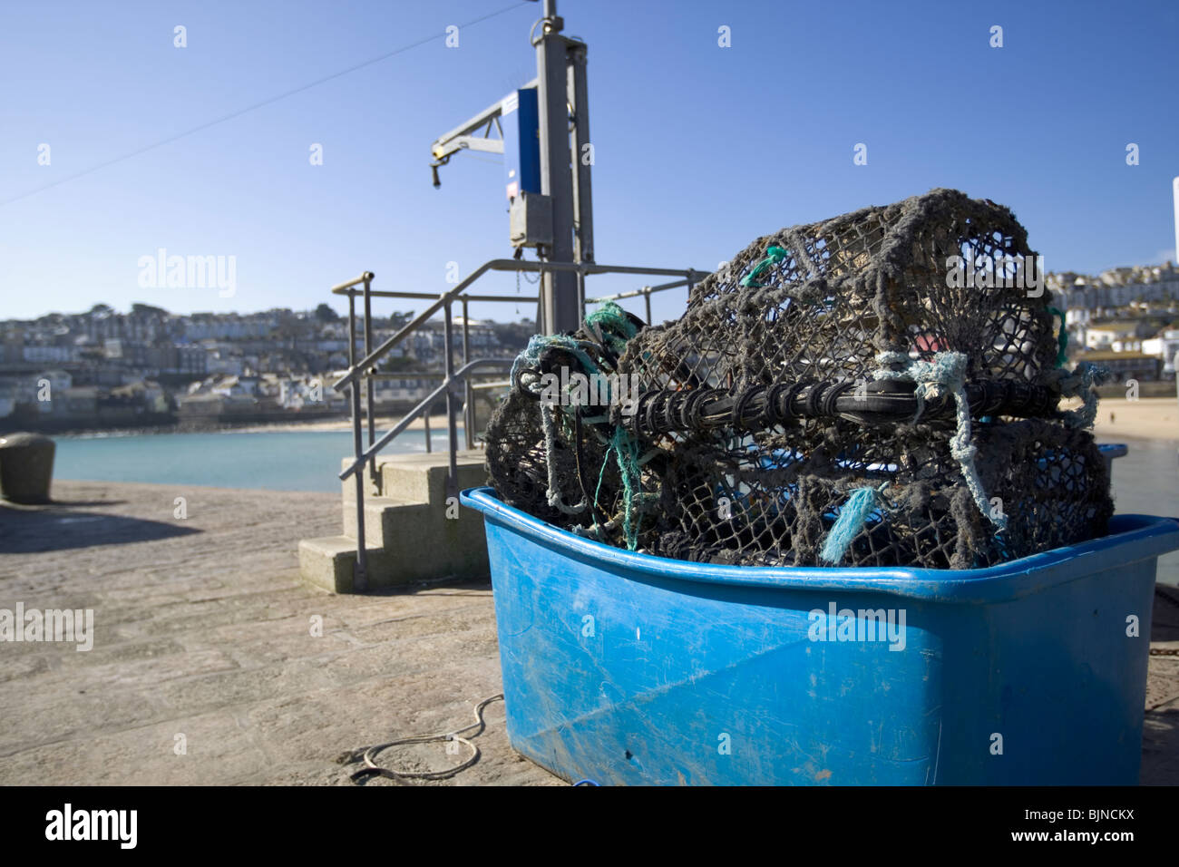Lobster Pots alongside the quay in St. Ives, Cornwall Stock Photo Alamy