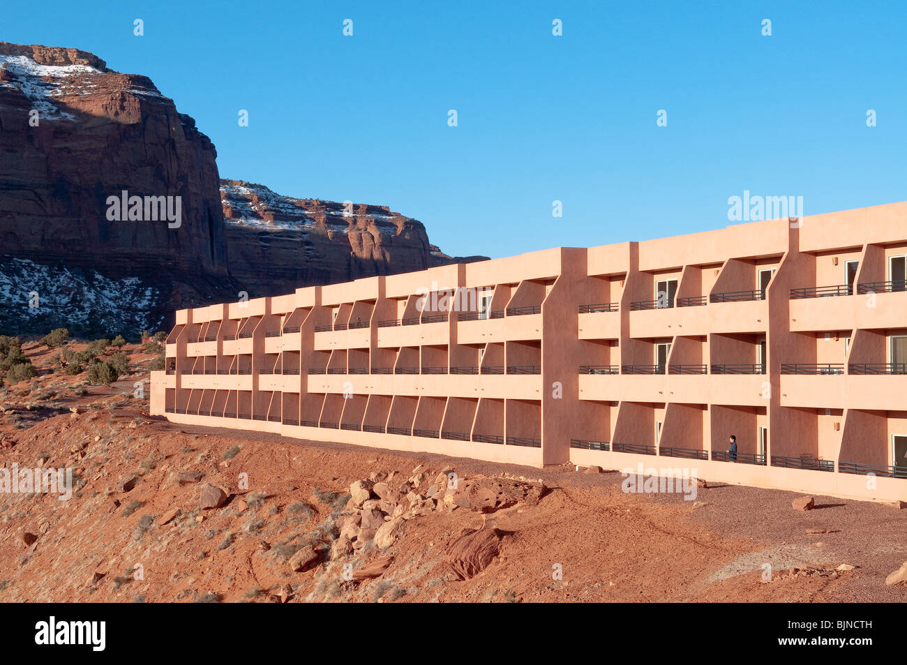 The 'View Hotel' on the Navajo Reservation at Monument Valley, Arizona. Stock Photo