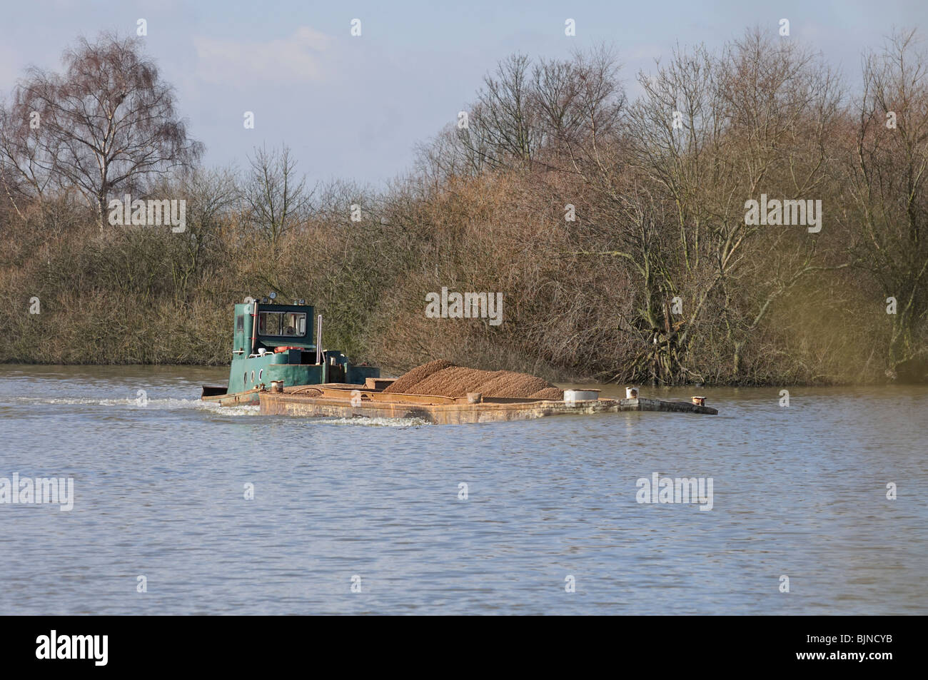 Gravel working barge Stock Photo Alamy