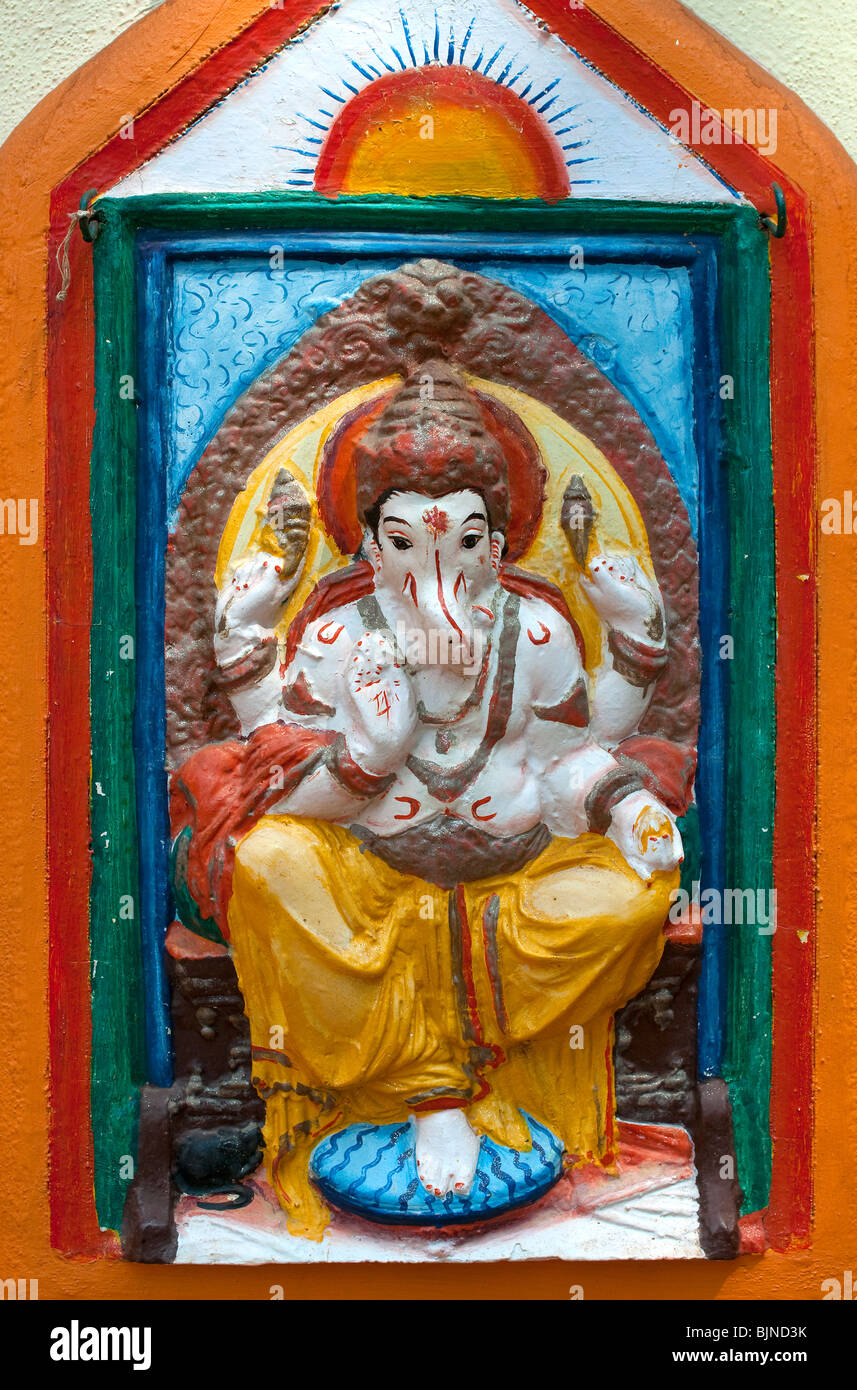 Hindu Temple detail, Candolim, Goa, India Stock Photo