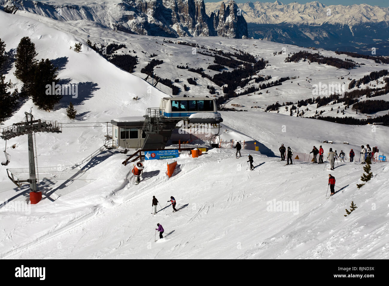 Piza Pranseies Lift and piste Ciampinoi Selva Dolomites Italy Stock Photo -  Alamy