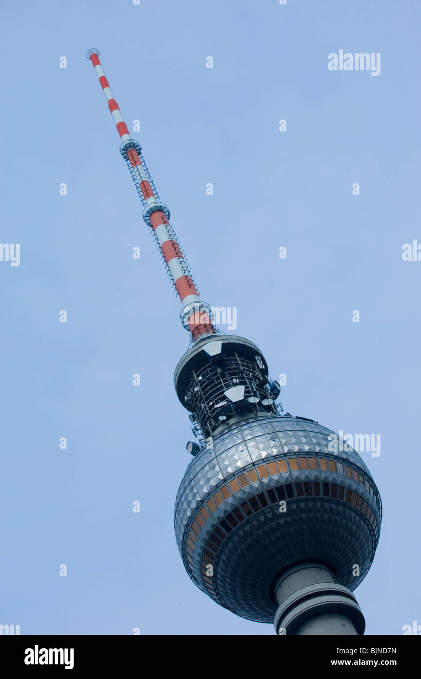 The Fernsehturm TV tower Alexanderplatz Berlin Mitte city centre Germany Europe Stock Photo