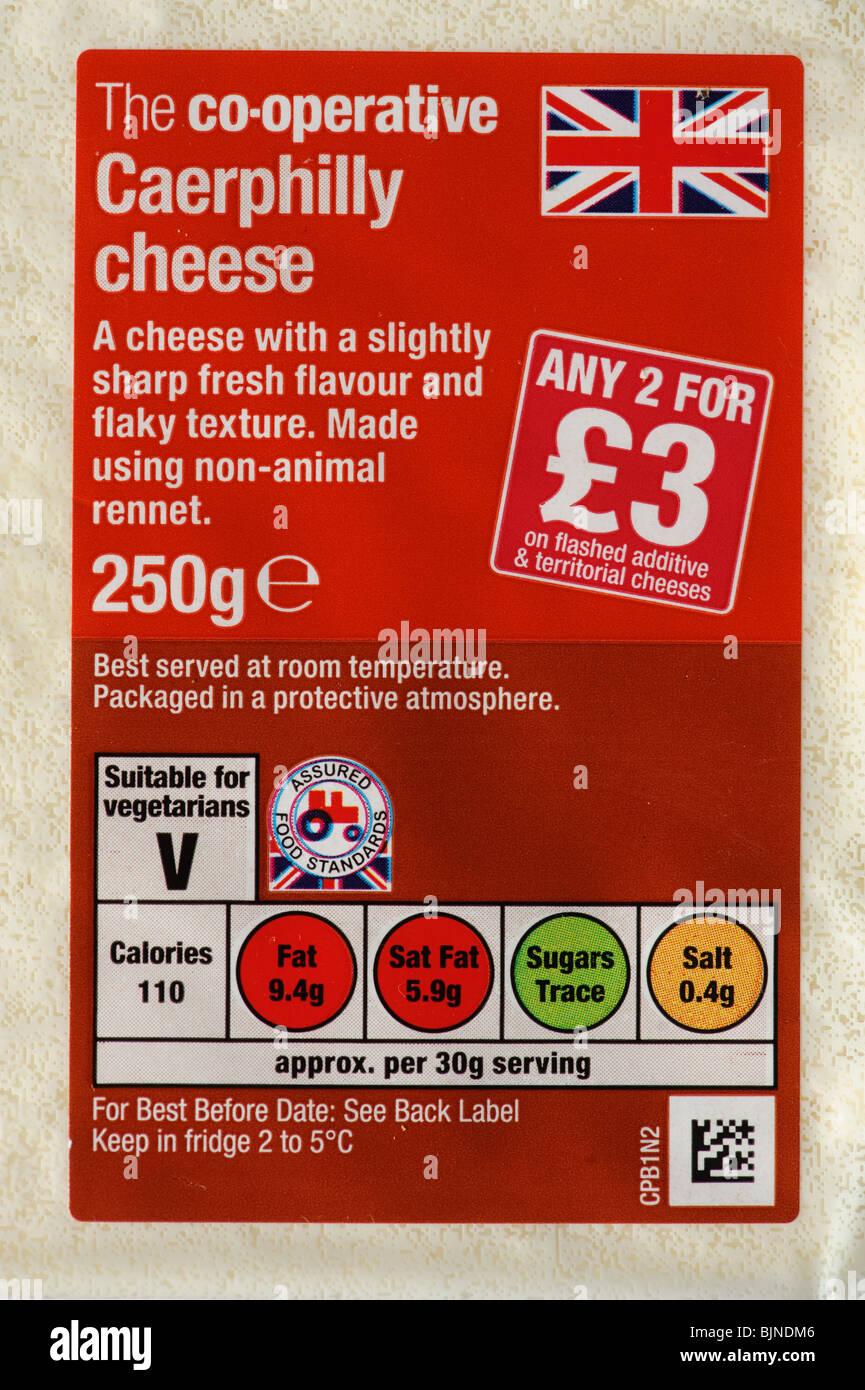 A 250g pack of Co-operative caerphilly cheese, UK Stock Photo