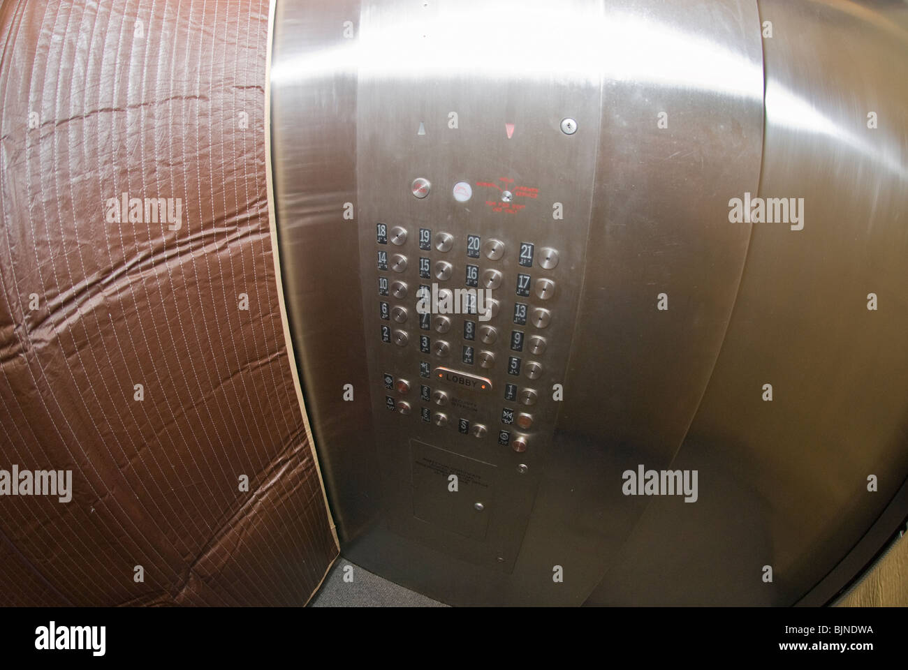 An apartment building elevator in New York Stock Photo