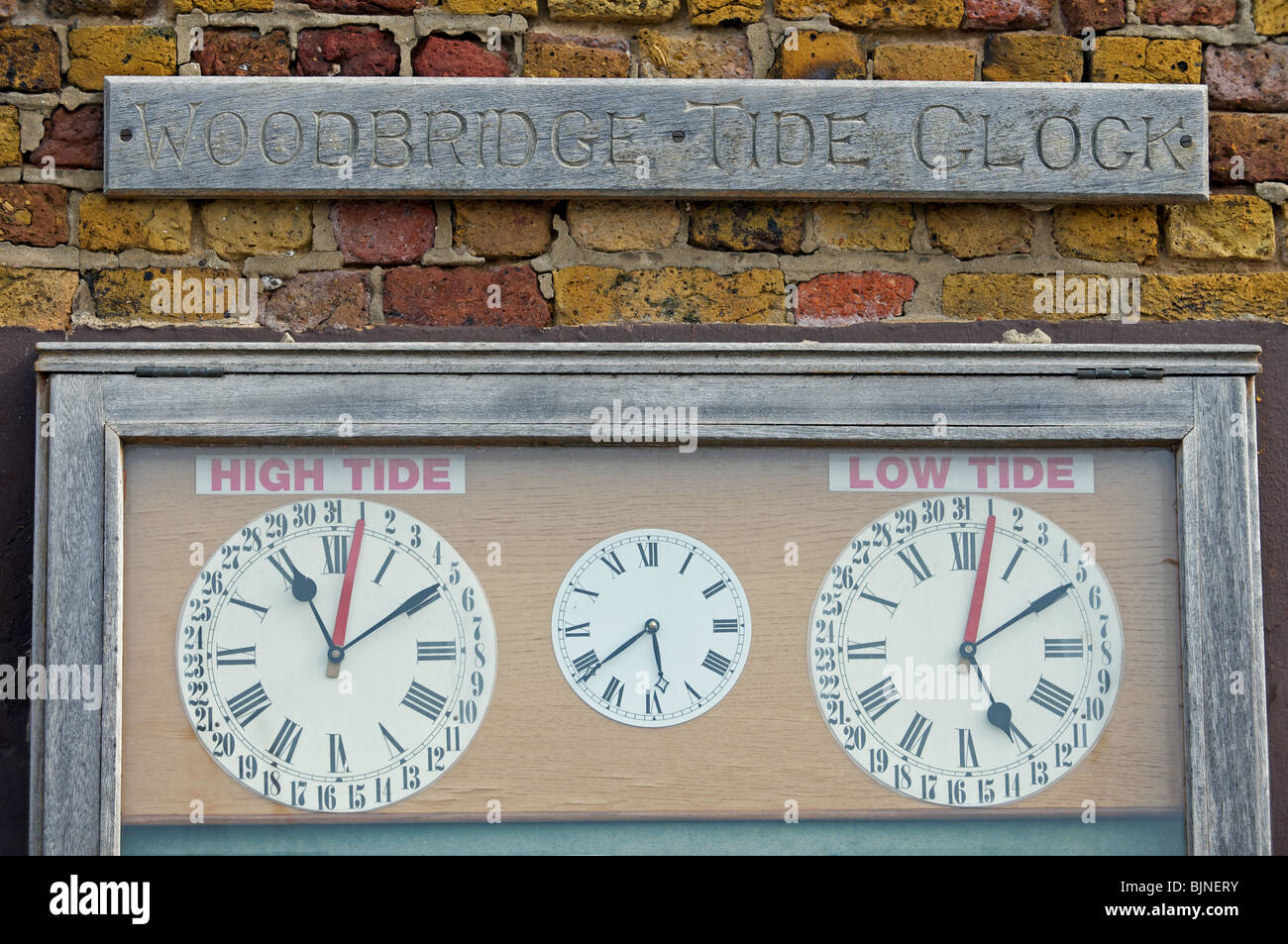 Woodbride tide clocks Stock Photo