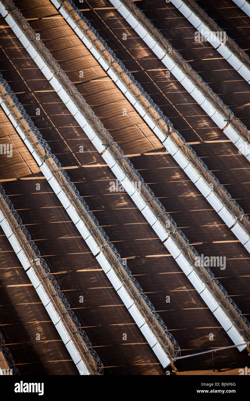 Aerial view of Nevada Solar One generating station, the largest concentrated solar power plant in the world In Boulder City, NV. Stock Photo