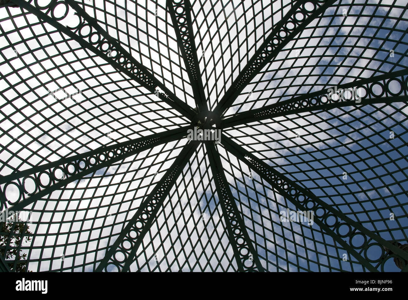 The lattice roof of the style summer house in the Villa