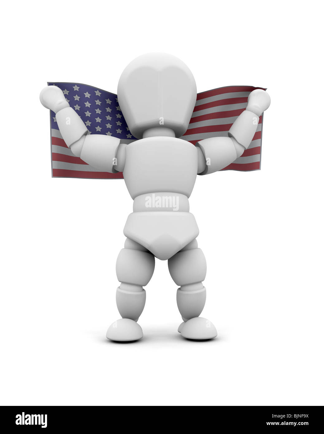 3d render of man with american flag Stock Photo