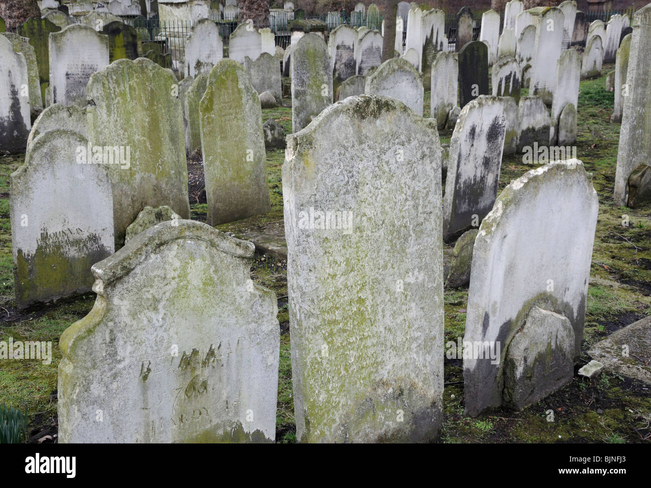 Gravestones in Bunhill Fields, City Road, London, England, UK. Stock Photo