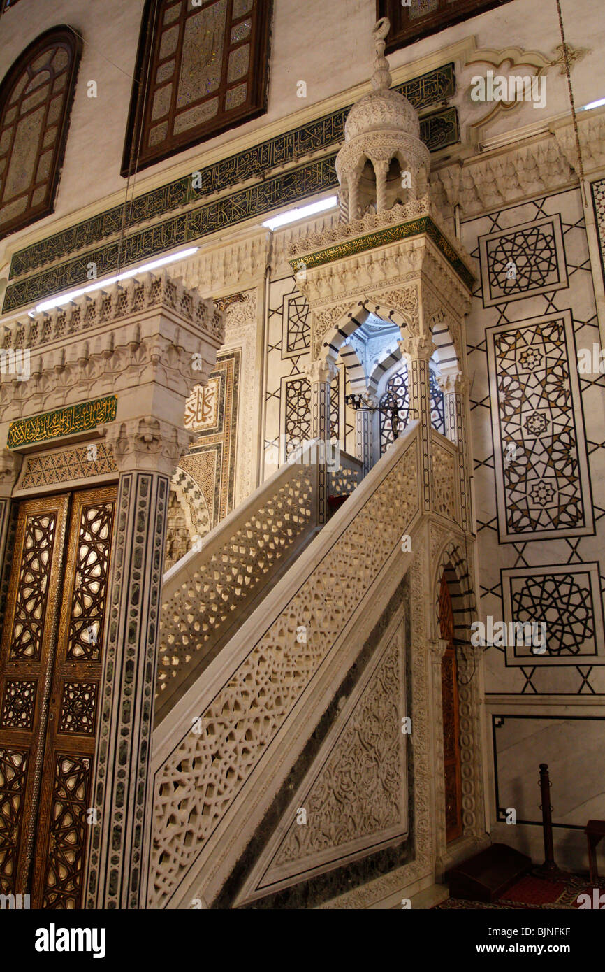 Mimbar inside Ummayad mosque in Damascus, Syria. Stock Photo