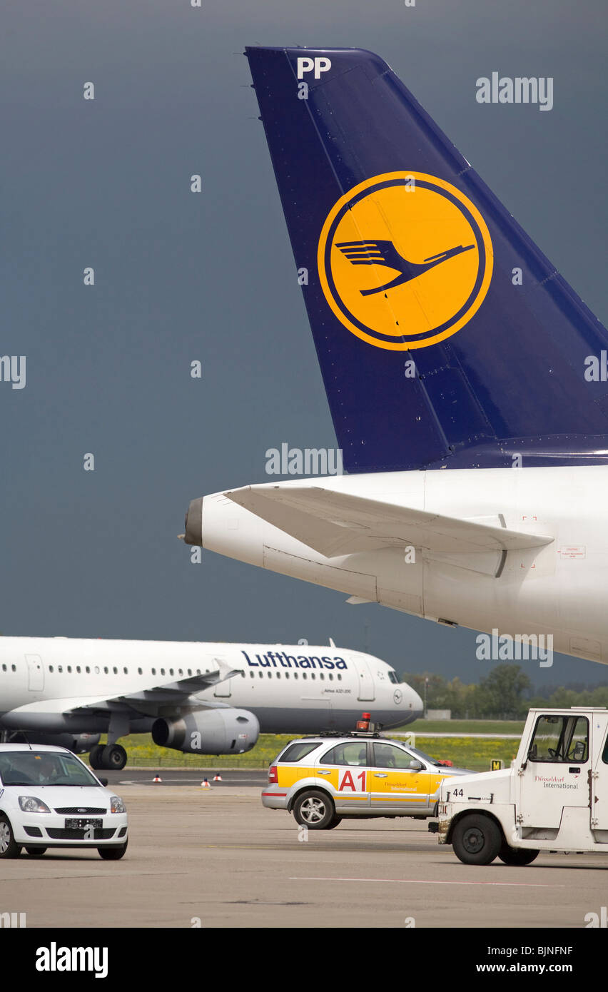 Lufthansa planes, Duesseldorf, Germany Stock Photo