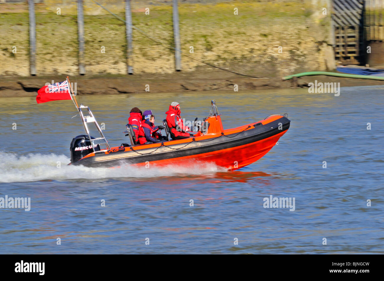 Speedboat on Thames, London, United Kingdom Stock Photo