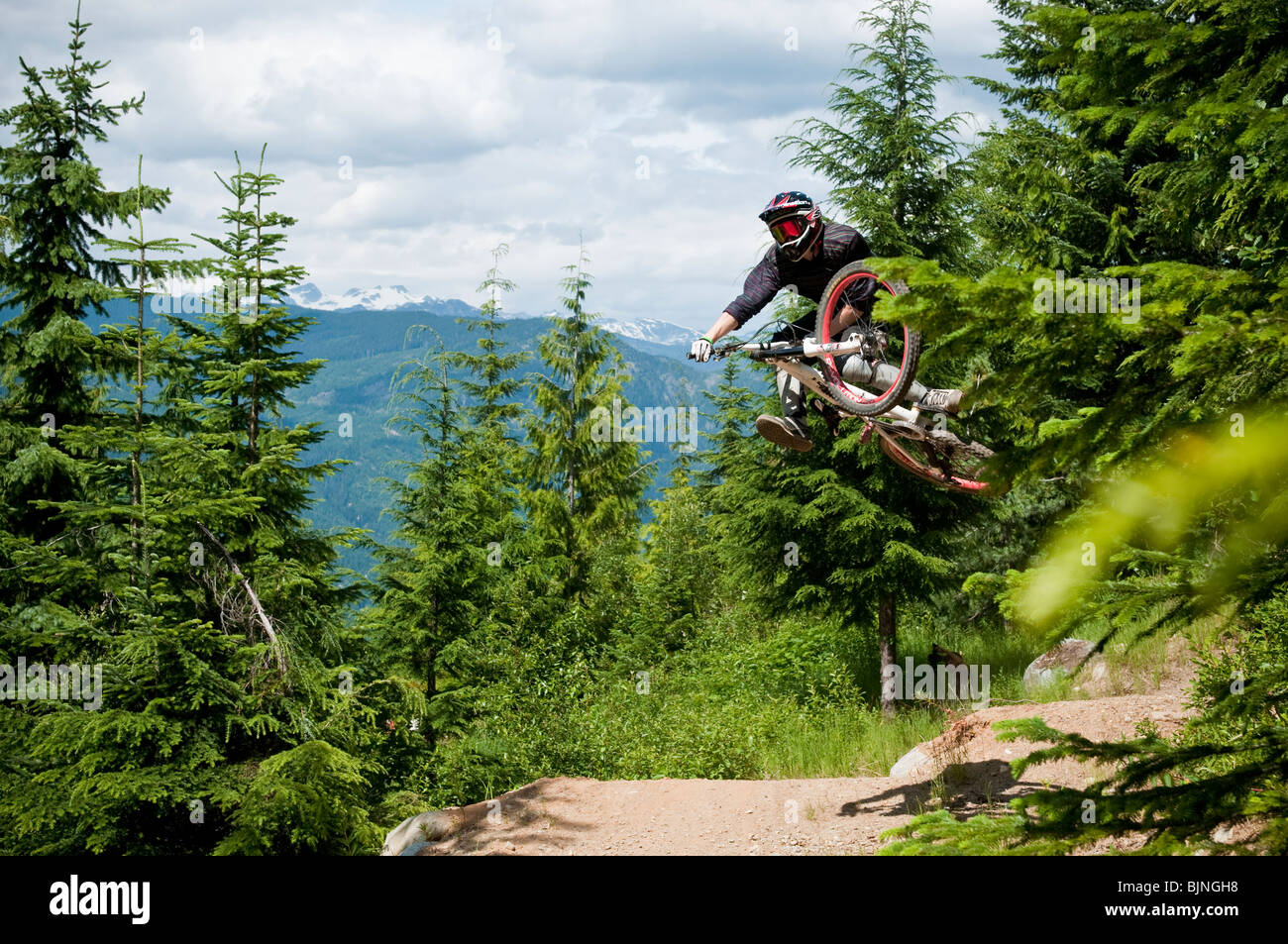 Downhill Mountain Biking Stock Photo Alamy