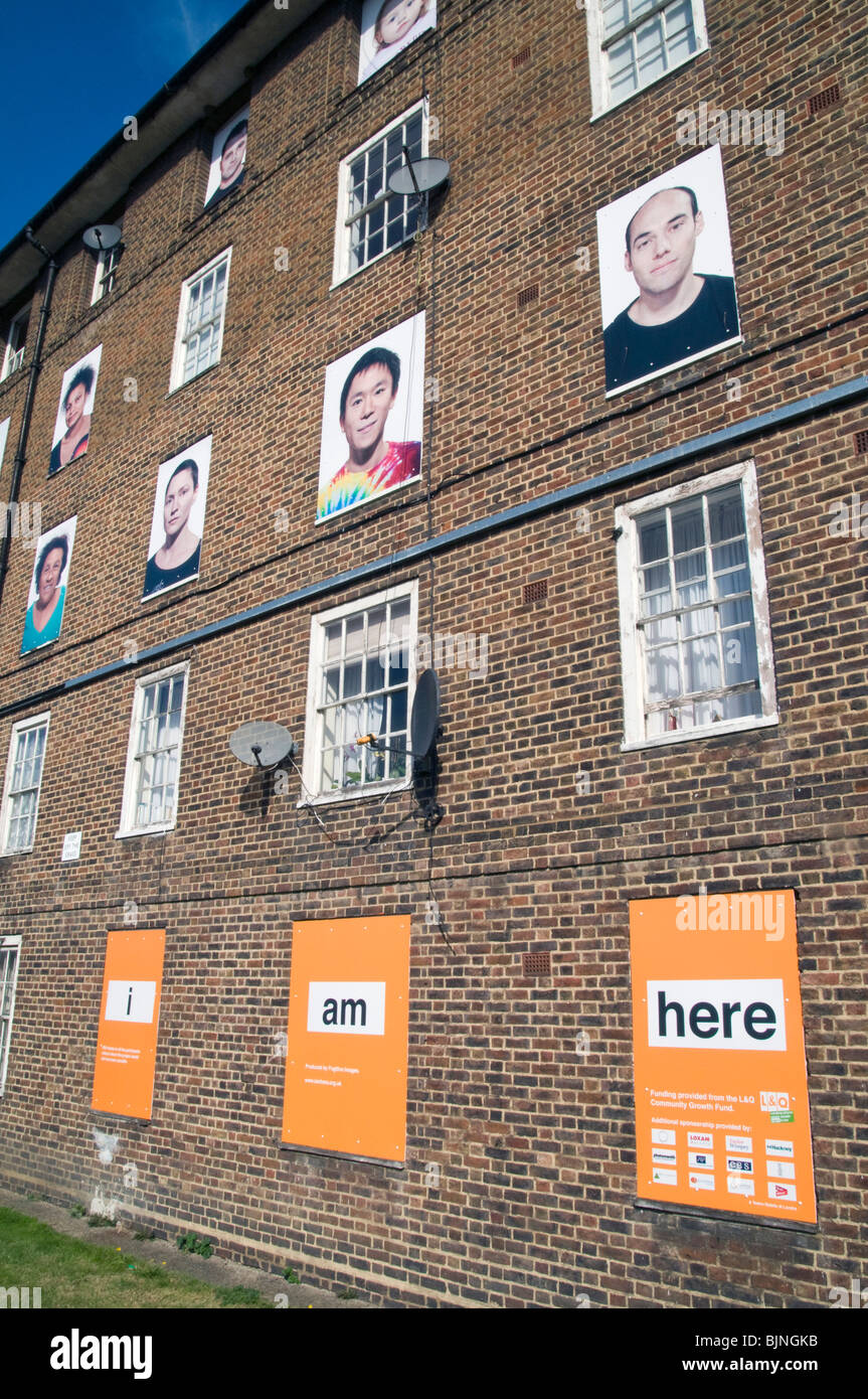 UK Art installation at a derelict housing estate in Hackney, London