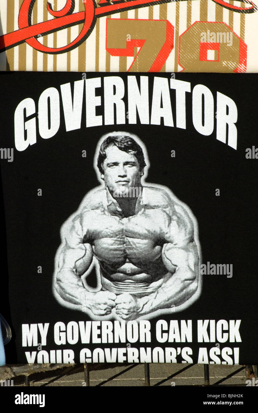 Arnold Schwarzeneger t-shirt in Venice Beach Stock Photo