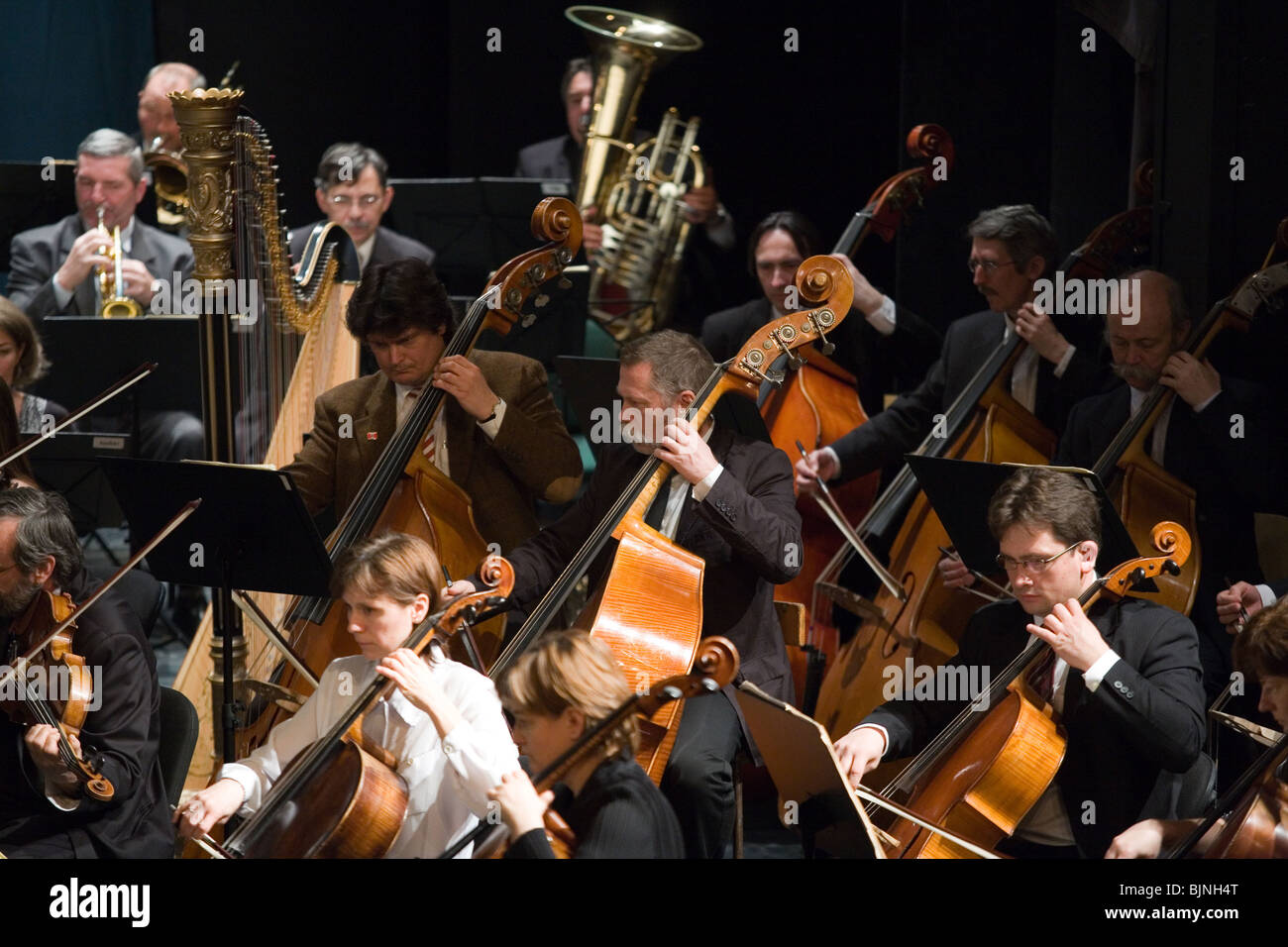 BUDAPEST MARCH 6 Members of the MAV Symphonic Orchestra perform on