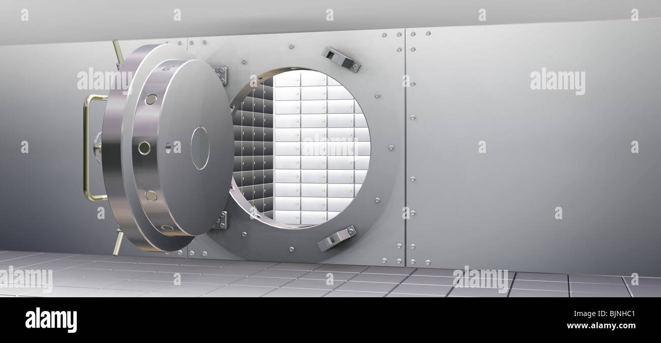 3D Render of Bank Vault and Safety Deposit Boxes Stock Photo Alamy