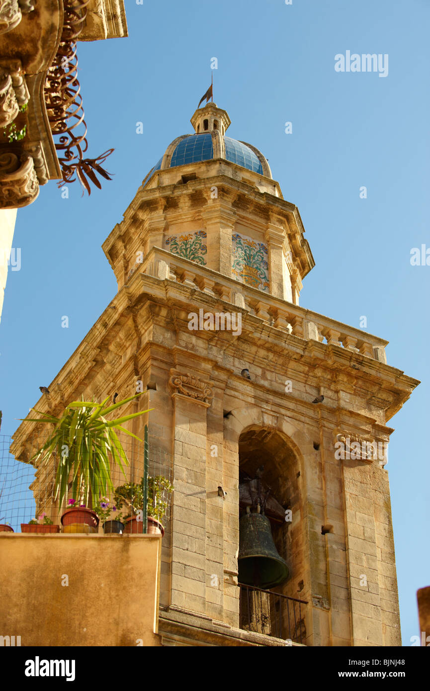 Church tower of Santa Maria delli'Idria Ragusa Ibla Sicily Stock Photo