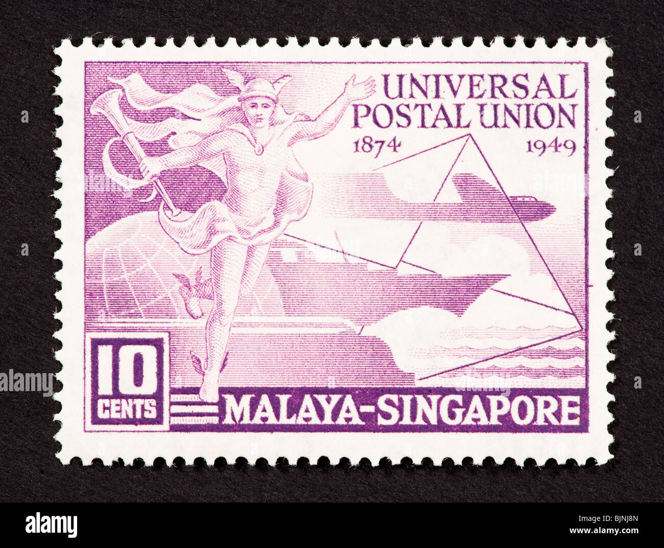 Postage stamp from Malaya (Singapore) honoring the 75'th anniversary of