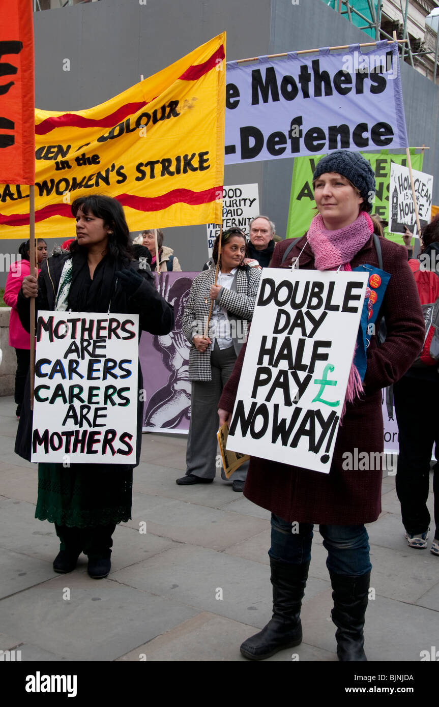 March & protest in London for Mothers struggling due to abuse. war,  immigration,  poverty,  overwork,  underpay and more Stock Photo