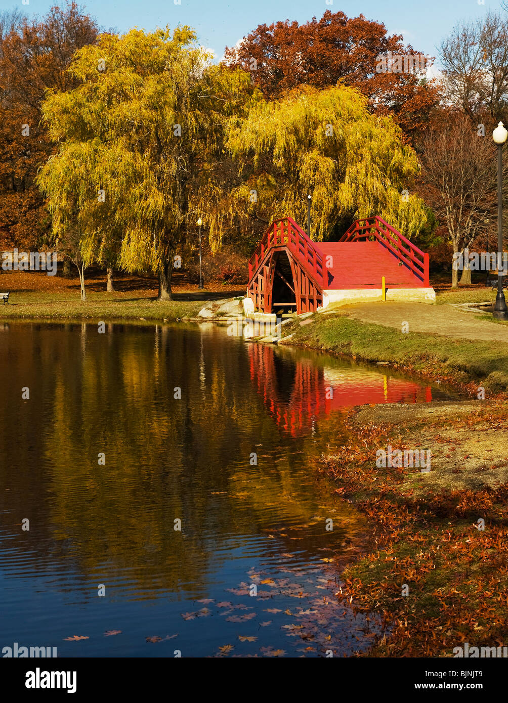 This newer bridge inhabits the southern end of Elm Park, in Worcester