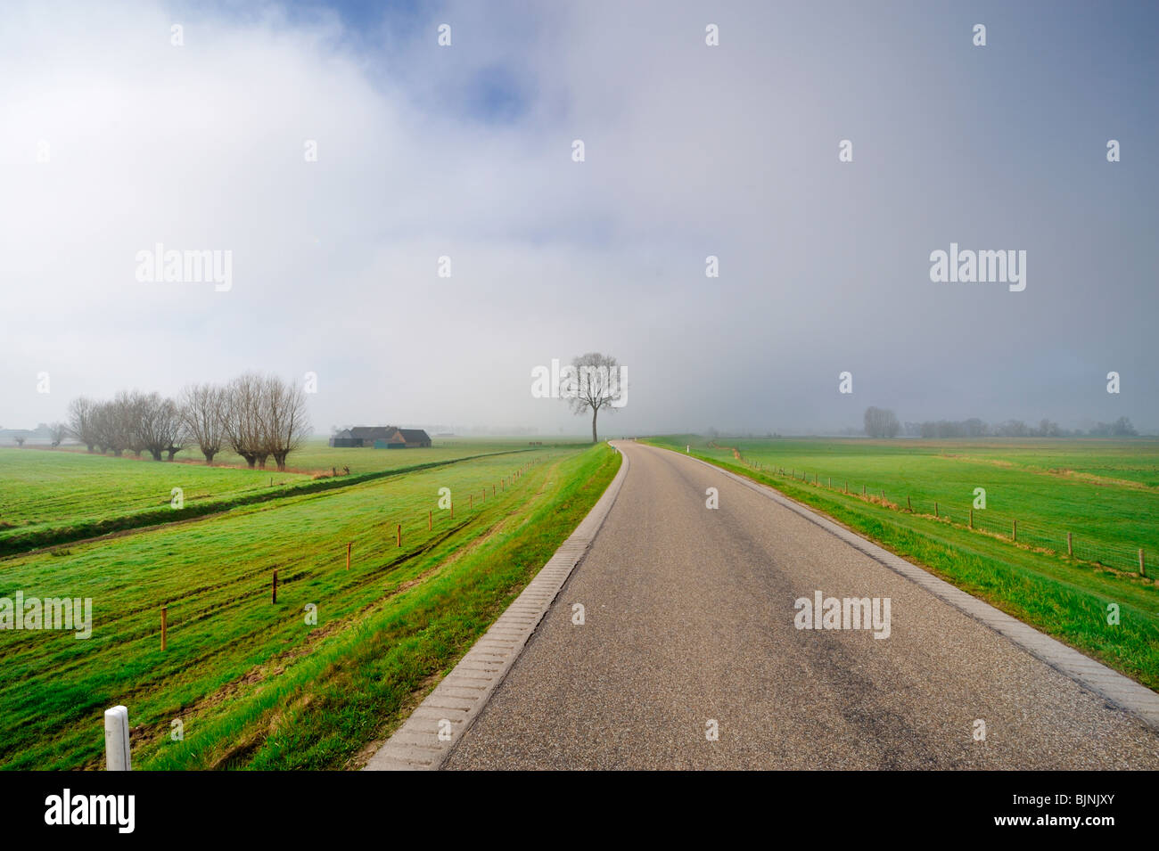 country road in the netherlands Zalk Overijssel Stock Photo