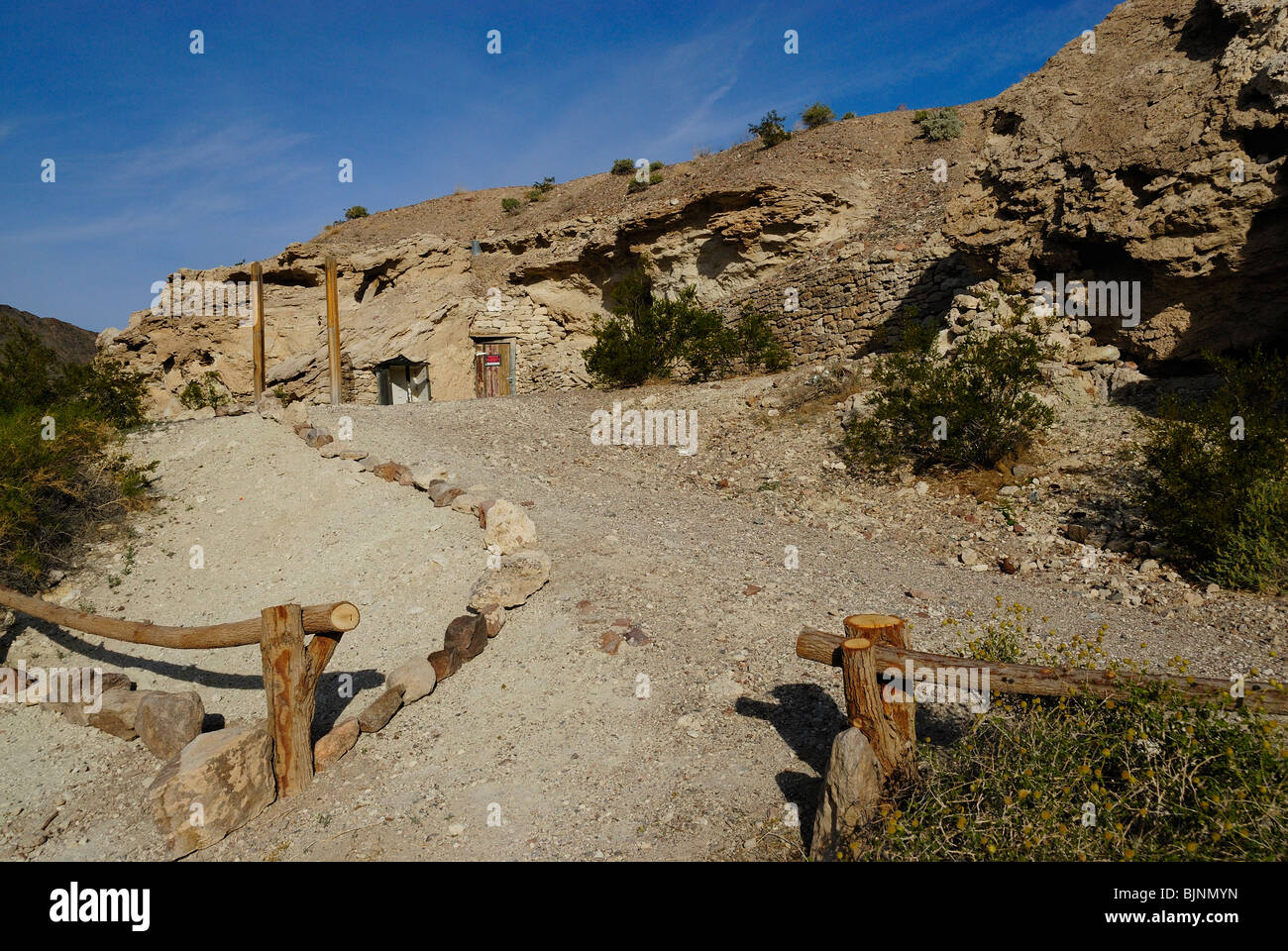 Caves in the cliffs in Shoshone town, California state Stock Photo