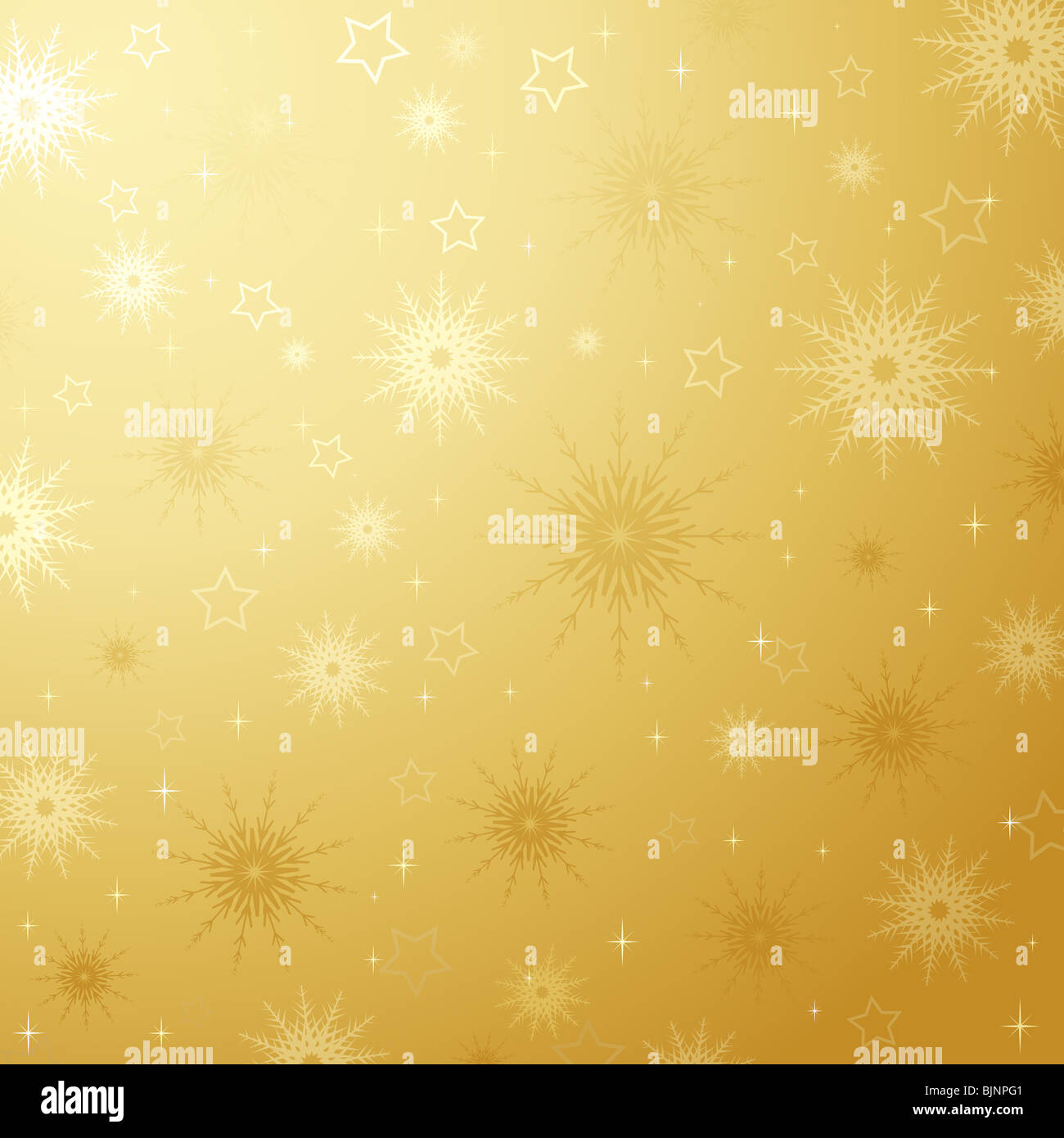 Golden background of snowflakes and stars Stock Photo - Alamy