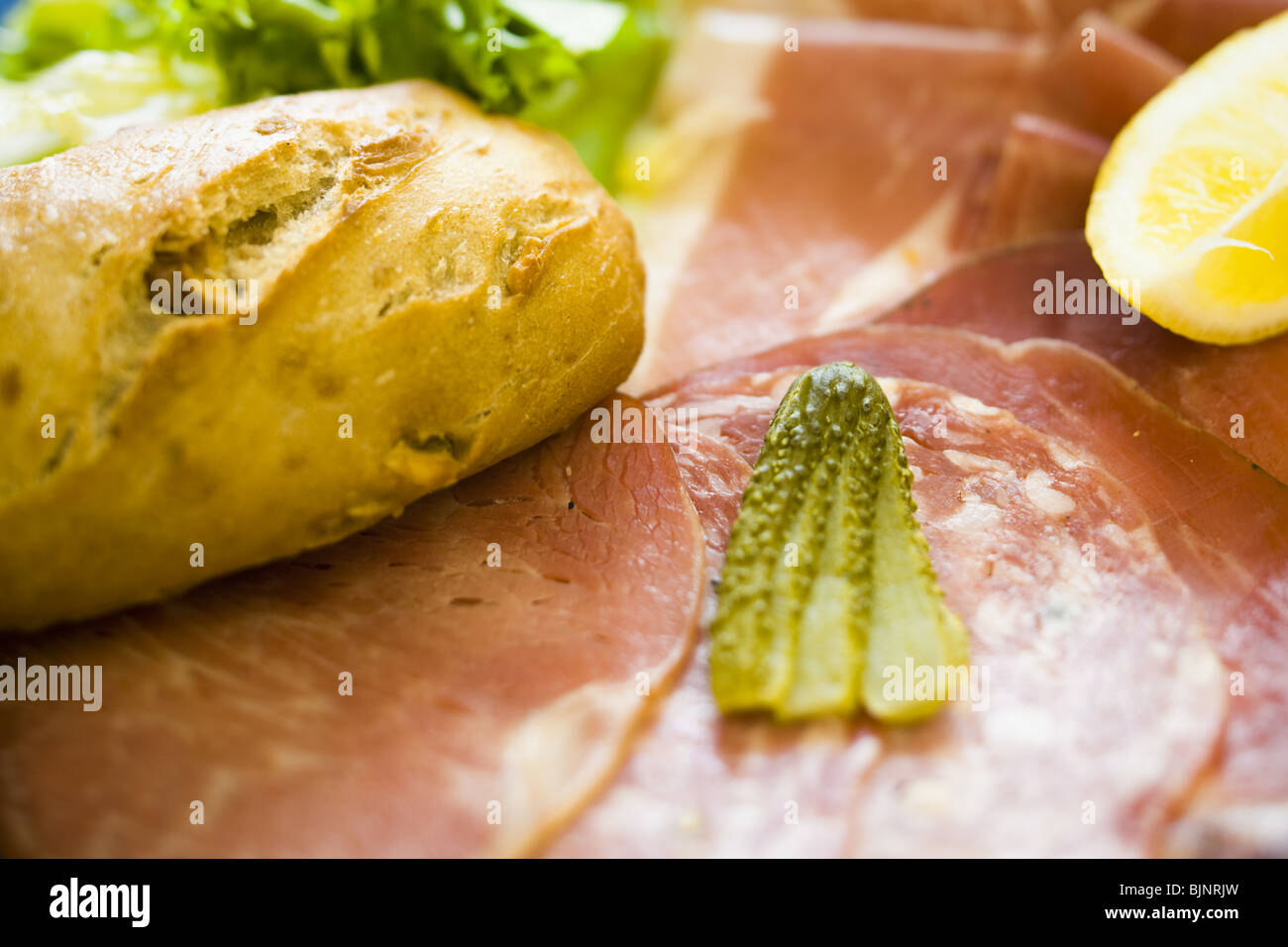 Closeup of deli meat appetizer Stock Photo Alamy