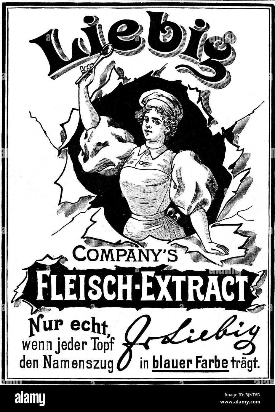 advertising, advertisement for Liebig meat extract, 1898, Stock Photo