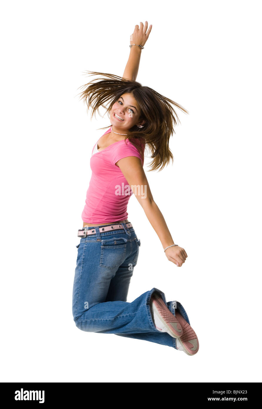 Woman jumping Stock Photo