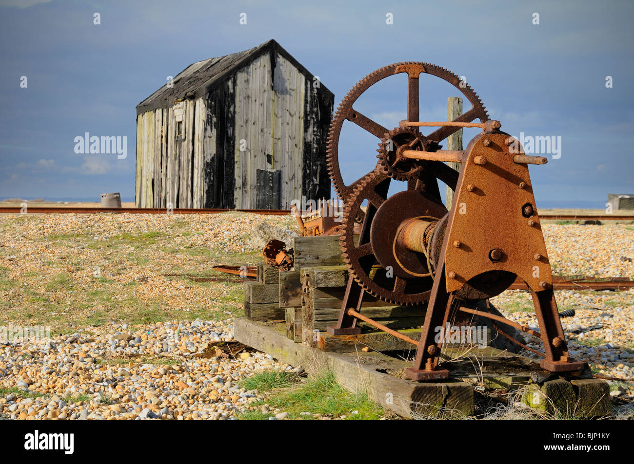 Dis-used towing machinery Stock Photo