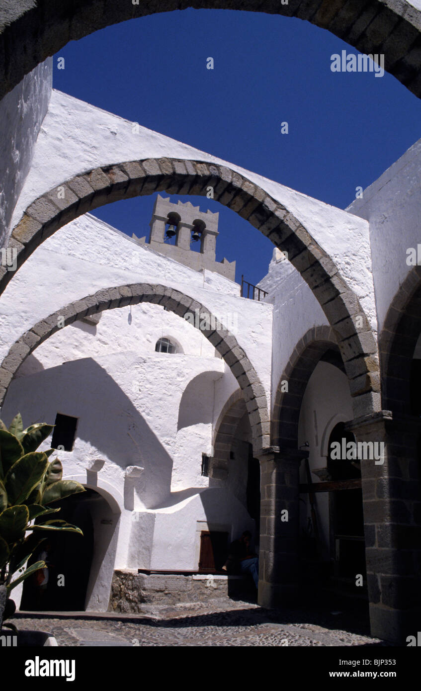 Greece, Dodecanese Islands, Patmos, Chora, Monastery of Saint John the Theologian Stock Photo