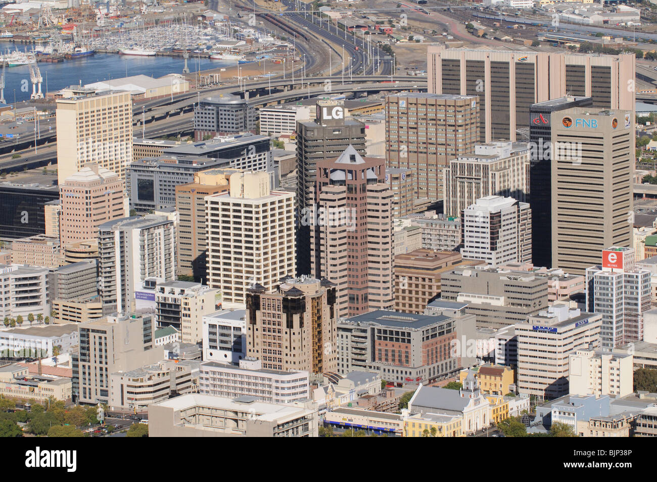 Cape Town overview of city centre buildings and the Port western Cape ...