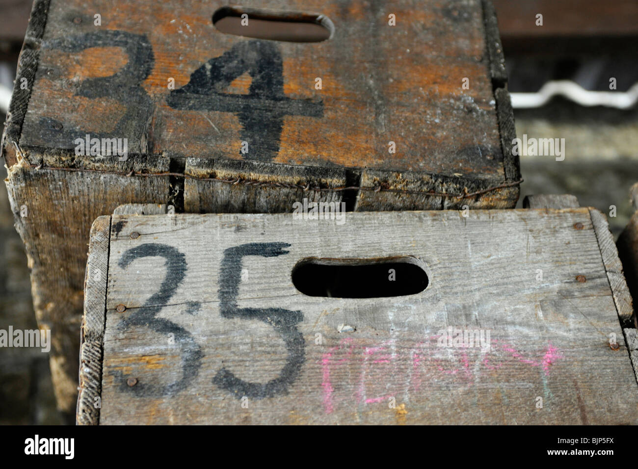 storage crate with number 35 34 Stock Photo