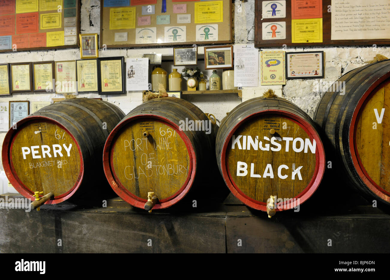 cider barrels in farmhouse shop Stock Photo Alamy