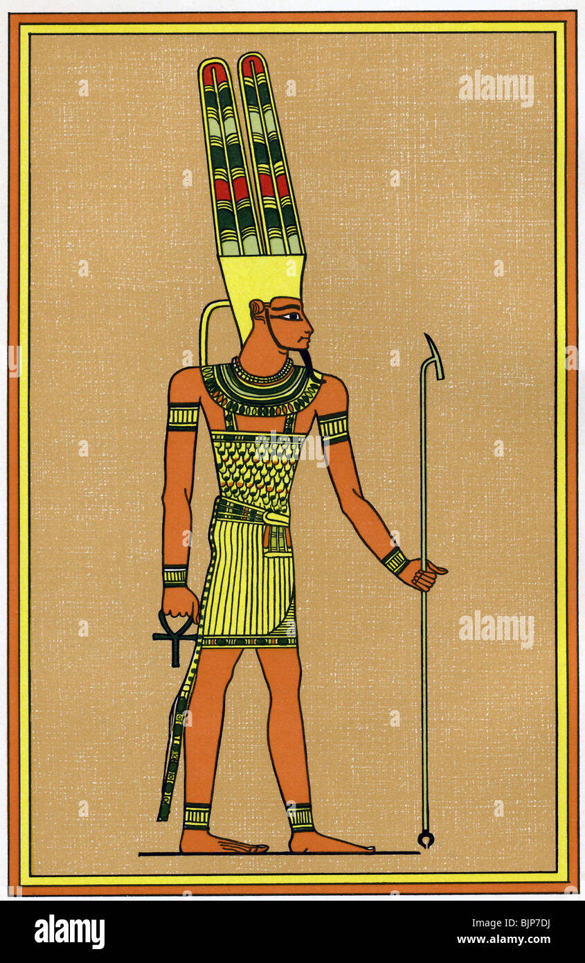 Amun-Ra was the all powerful king of the gods, the patron of ancient Egypt's pharaohs, and the god of fertility. Stock Photo
