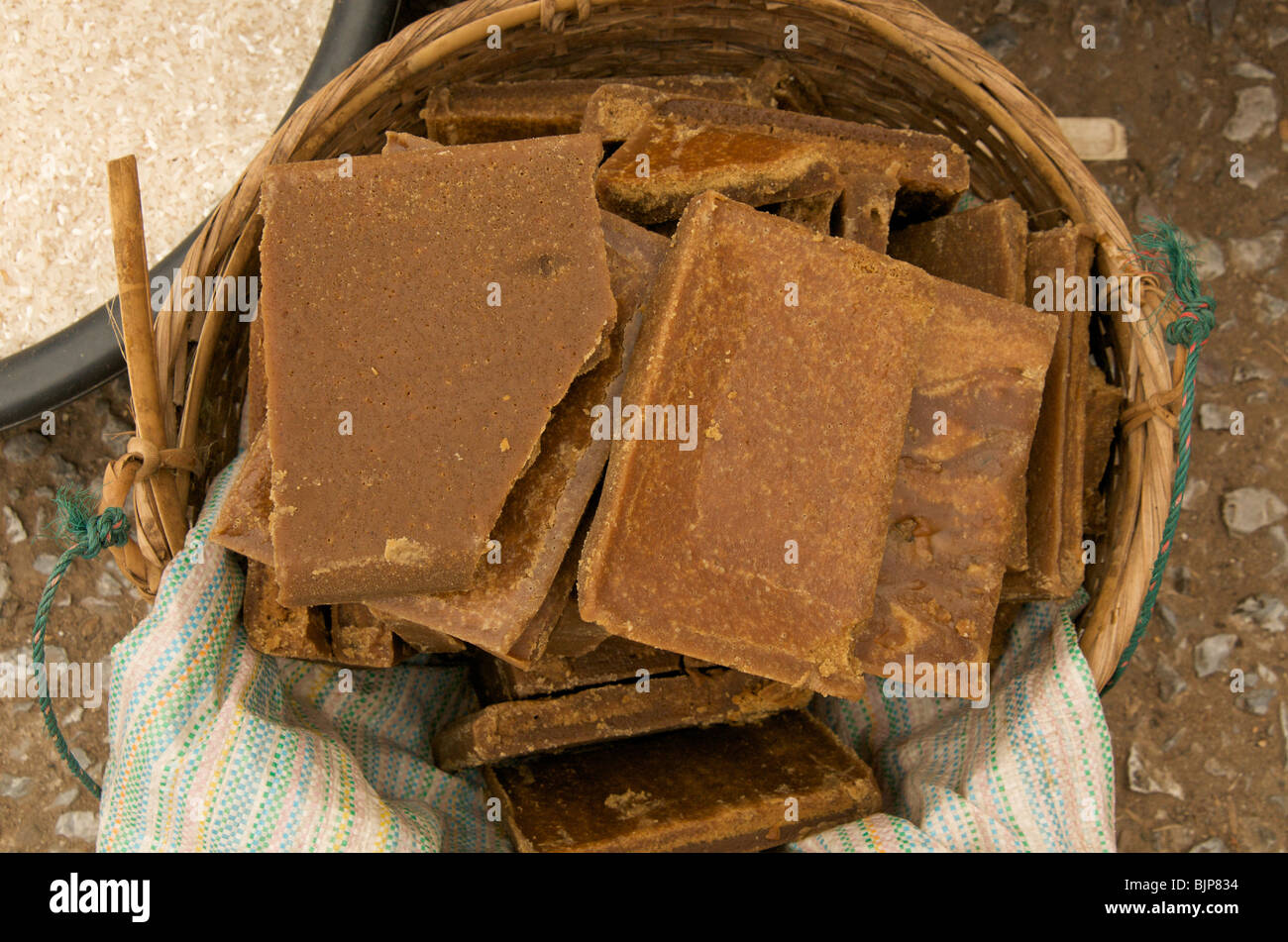 Palm sugar blocks in Luang Prabang market Laos Stock Photo Alamy