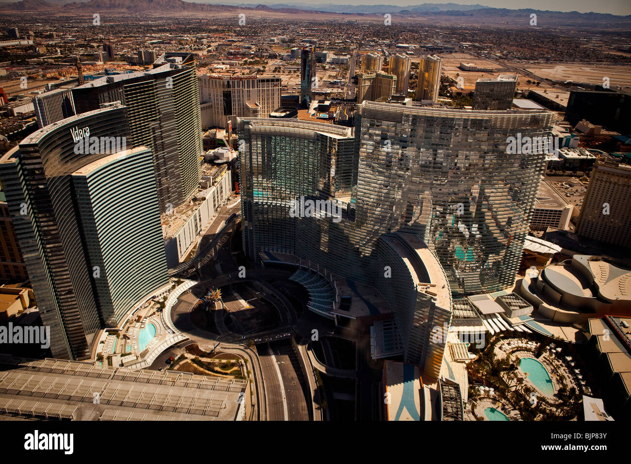 Aerial view of City Center development Las Vegas, Nevada Stock Photo