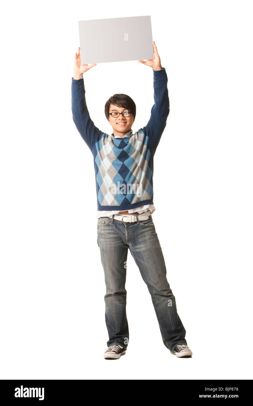 Man holding blank sign Stock Photo - Alamy