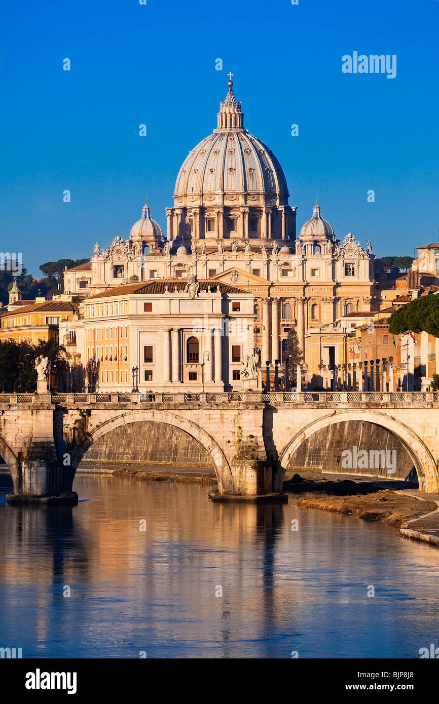 Saint Peter Basilica and Sant' Angelo Bridge, Rome Stock Photo